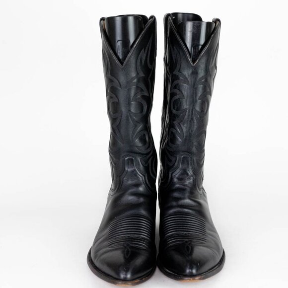 El Dorado Handmade Boot Men's Black Leather Western Cowboy Boots Size 10.5 - Picture 4 of 16